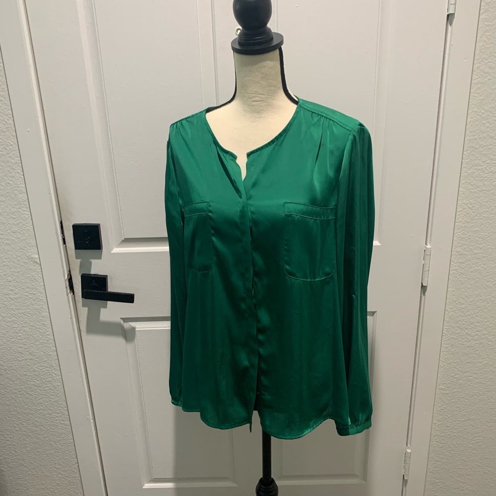 Green Silky Blouse